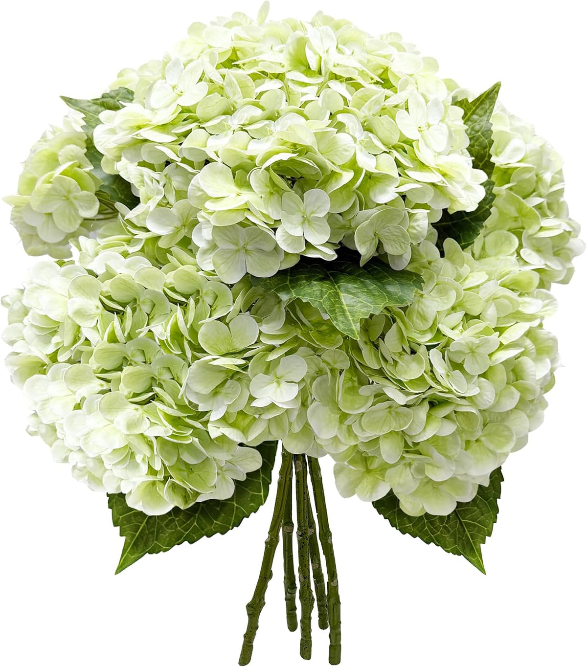 21In White Artificial Hydrangea Flowers with Stems 5 Pcs