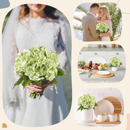 21In White Artificial Hydrangea Flowers with Stems 5 Pcs