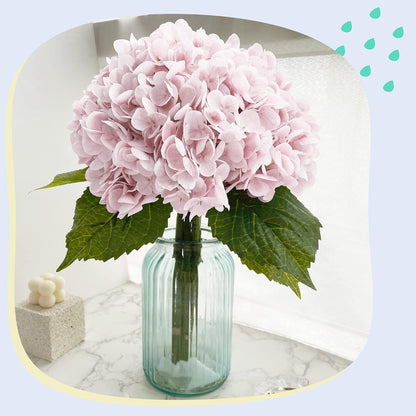 21In White Artificial Hydrangea Flowers with Stems 5 Pcs