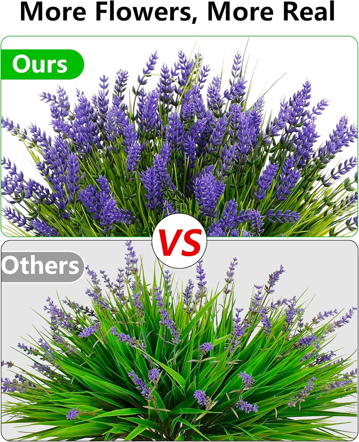 24 Bundles Artificial Flowers Outdoor, Faux Lavender Flowers with Grass UV Resistant Artificial Plants for Outdoor Outside Hanging Planter Window Box Garden Patio Front Porch Decor