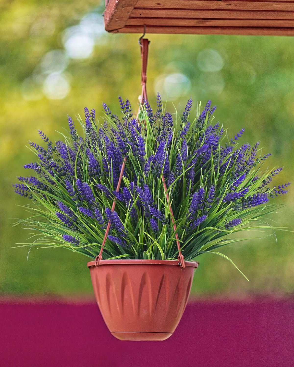 24 Bundles Artificial Flowers Outdoor, Faux Lavender Flowers with Grass UV Resistant Artificial Plants for Outdoor Outside Hanging Planter Window Box Garden Patio Front Porch Decor