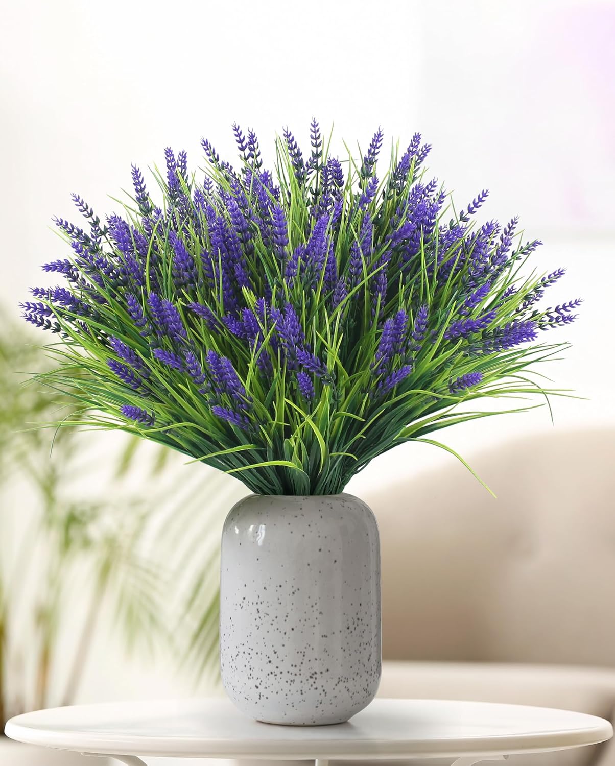 24 Bundles Artificial Flowers Outdoor, Faux Lavender Flowers with Grass UV Resistant Artificial Plants for Outdoor Outside Hanging Planter Window Box Garden Patio Front Porch Decor