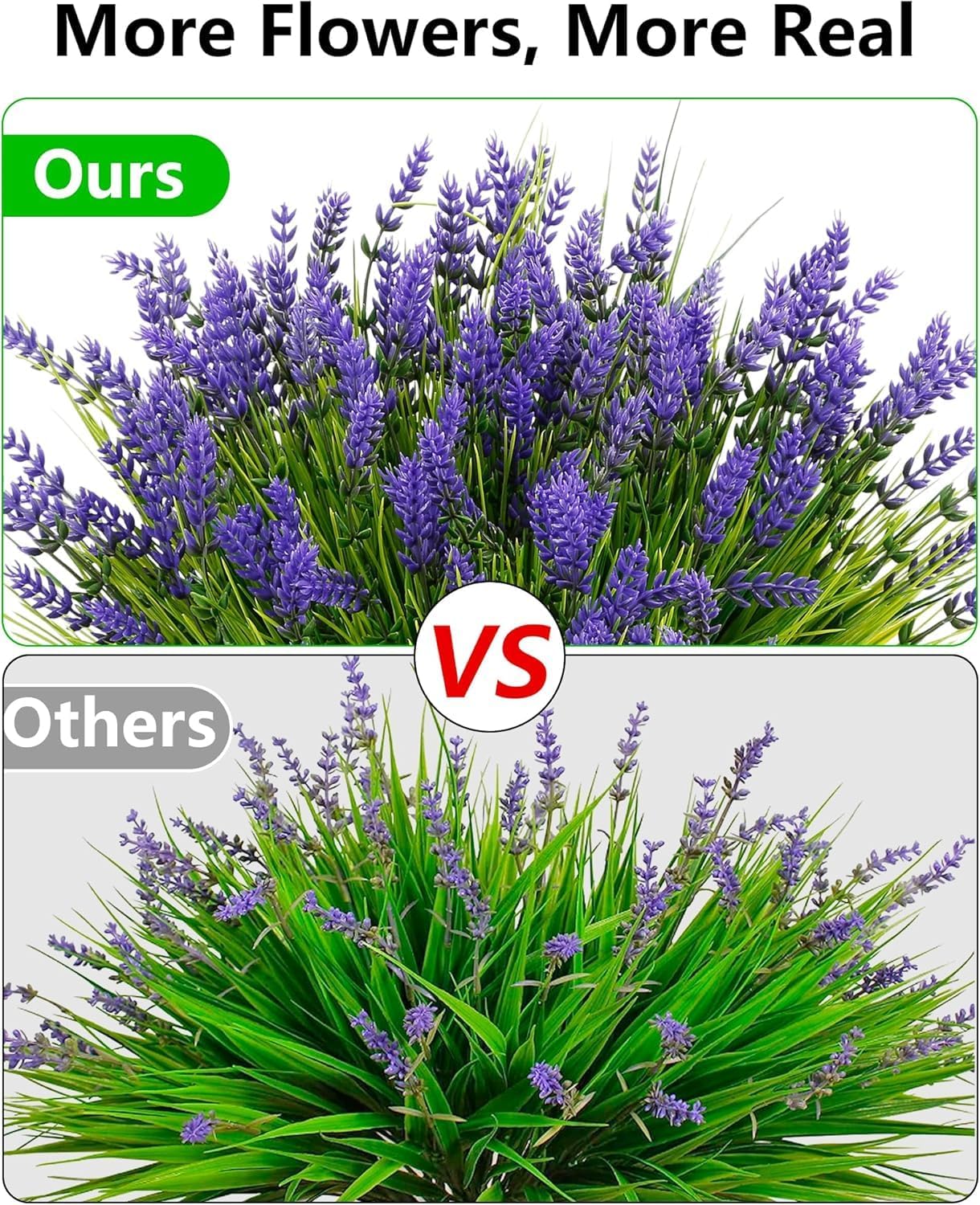 24 Bundles Artificial Flowers Outdoor, Faux Lavender Flowers with Grass UV Resistant Artificial Plants for Outdoor Outside Hanging Planter Window Box Garden Patio Front Porch Decor