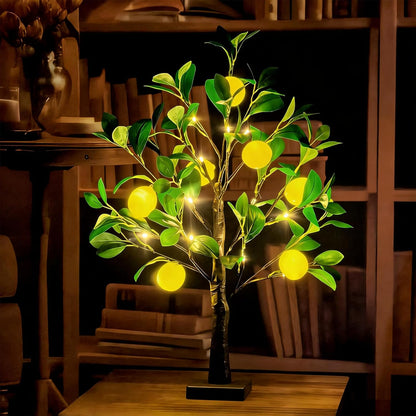 Artificial Lemon Tree Lights Decorative Table Lamps 3xAA Battery or USB Powered Fake Lemon Tree Lamp for Spring Summer Christmas Party Poolside Indoor Home Bedroom Office Decor(23.6Inch/60CM)