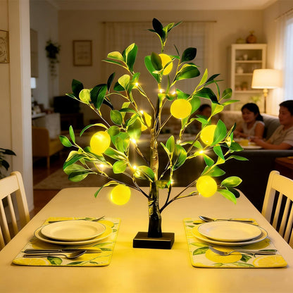Artificial Lemon Tree Lights Decorative Table Lamps 3xAA Battery or USB Powered Fake Lemon Tree Lamp for Spring Summer Christmas Party Poolside Indoor Home Bedroom Office Decor(23.6Inch/60CM)