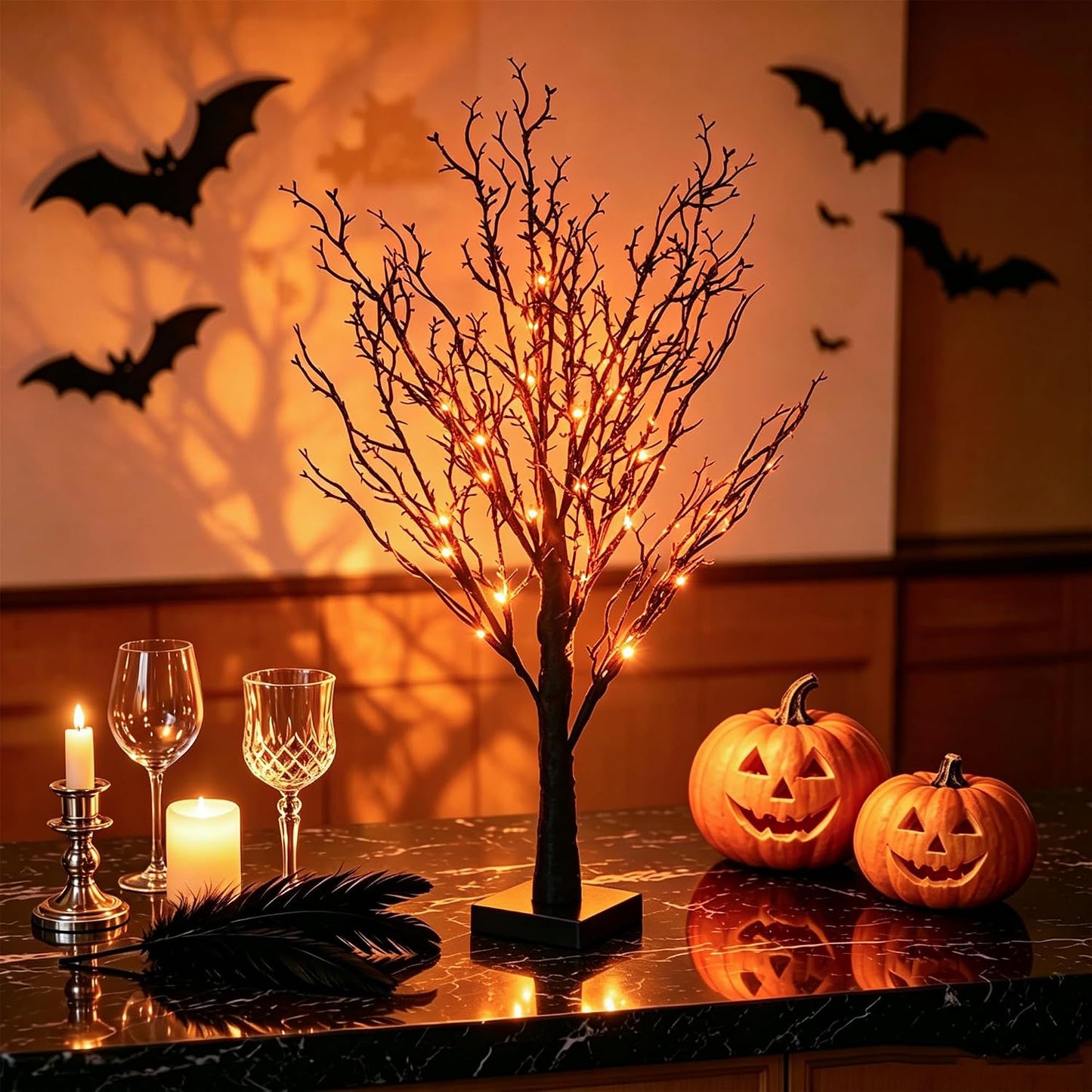 Artificial Lemon Tree Lights Decorative Table Lamps 3xAA Battery or USB Powered Fake Lemon Tree Lamp for Spring Summer Christmas Party Poolside Indoor Home Bedroom Office Decor(23.6Inch/60CM)