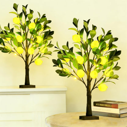 Artificial Lemon Tree Lights Decorative Table Lamps 3xAA Battery or USB Powered Fake Lemon Tree Lamp for Spring Summer Christmas Party Poolside Indoor Home Bedroom Office Decor(23.6Inch/60CM)