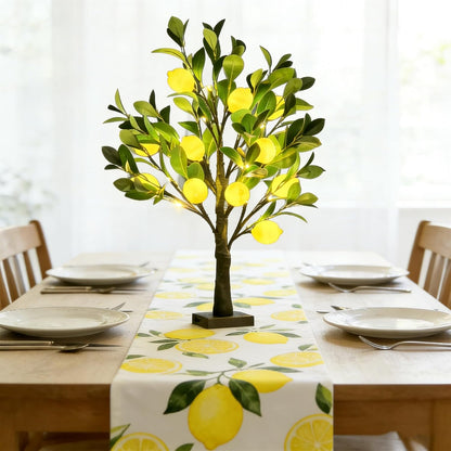 Artificial Lemon Tree Lights Decorative Table Lamps 3xAA Battery or USB Powered Fake Lemon Tree Lamp for Spring Summer Christmas Party Poolside Indoor Home Bedroom Office Decor(23.6Inch/60CM)