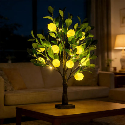 Artificial Lemon Tree Lights Decorative Table Lamps 3xAA Battery or USB Powered Fake Lemon Tree Lamp for Spring Summer Christmas Party Poolside Indoor Home Bedroom Office Decor(23.6Inch/60CM)