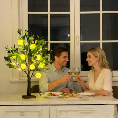 Artificial Lemon Tree Lights Decorative Table Lamps 3xAA Battery or USB Powered Fake Lemon Tree Lamp for Spring Summer Christmas Party Poolside Indoor Home Bedroom Office Decor(23.6Inch/60CM)