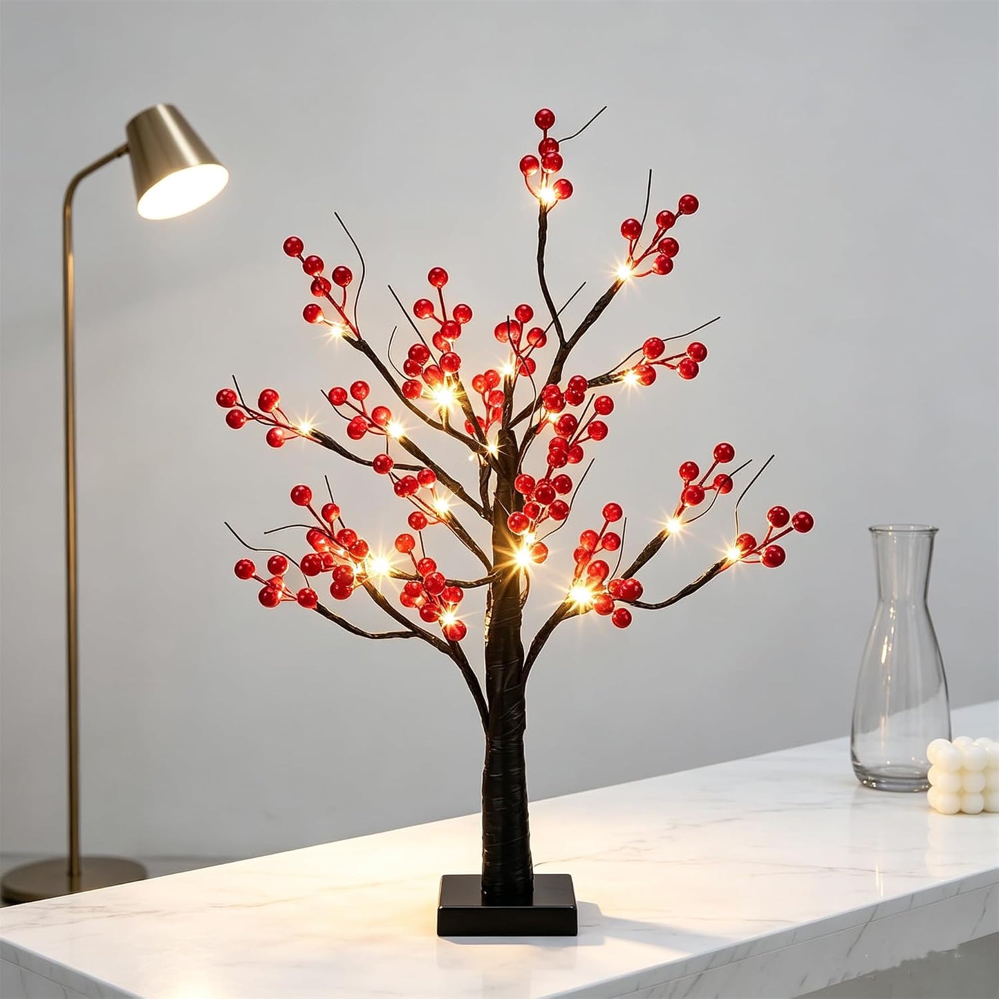 Artificial Lemon Tree Lights Decorative Table Lamps 3xAA Battery or USB Powered Fake Lemon Tree Lamp for Spring Summer Christmas Party Poolside Indoor Home Bedroom Office Decor(23.6Inch/60CM)