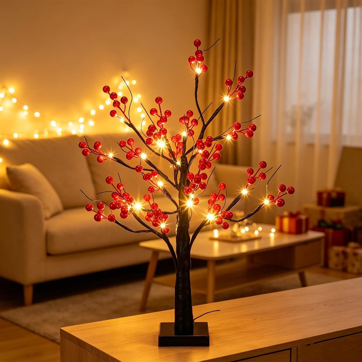 Artificial Lemon Tree Lights Decorative Table Lamps 3xAA Battery or USB Powered Fake Lemon Tree Lamp for Spring Summer Christmas Party Poolside Indoor Home Bedroom Office Decor(23.6Inch/60CM)