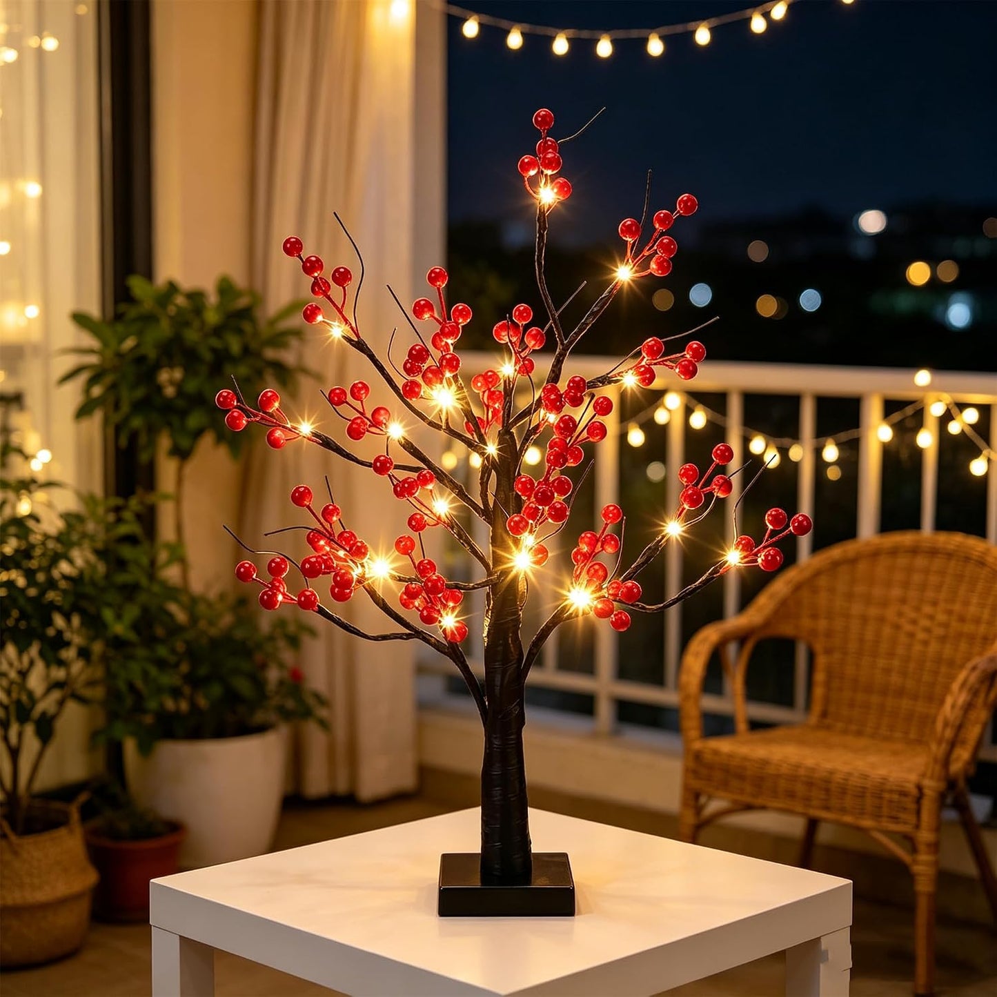 Artificial Lemon Tree Lights Decorative Table Lamps 3xAA Battery or USB Powered Fake Lemon Tree Lamp for Spring Summer Christmas Party Poolside Indoor Home Bedroom Office Decor(23.6Inch/60CM)