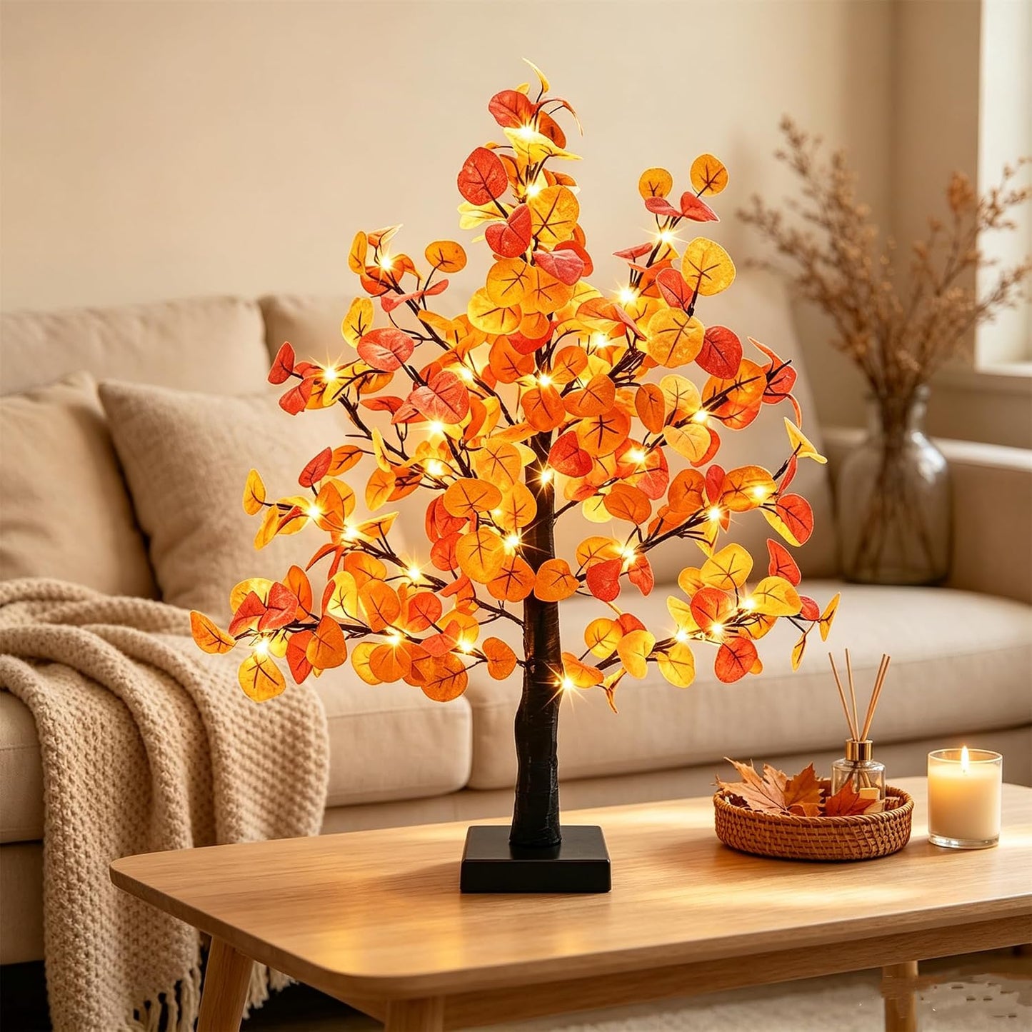 Artificial Lemon Tree Lights Decorative Table Lamps 3xAA Battery or USB Powered Fake Lemon Tree Lamp for Spring Summer Christmas Party Poolside Indoor Home Bedroom Office Decor(23.6Inch/60CM)