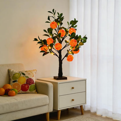 Artificial Lemon Tree Lights Decorative Table Lamps 3xAA Battery or USB Powered Fake Lemon Tree Lamp for Spring Summer Christmas Party Poolside Indoor Home Bedroom Office Decor(23.6Inch/60CM)