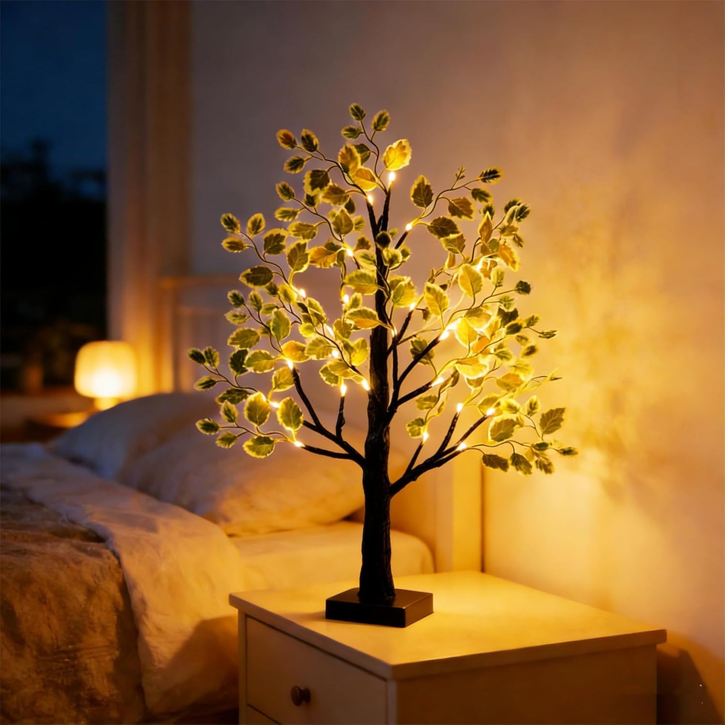 Artificial Lemon Tree Lights Decorative Table Lamps 3xAA Battery or USB Powered Fake Lemon Tree Lamp for Spring Summer Christmas Party Poolside Indoor Home Bedroom Office Decor(23.6Inch/60CM)