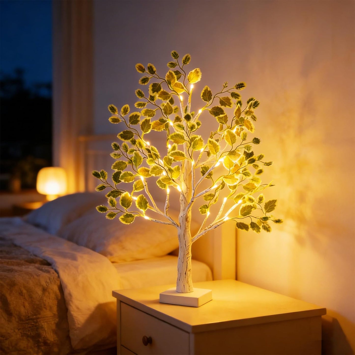 Artificial Lemon Tree Lights Decorative Table Lamps 3xAA Battery or USB Powered Fake Lemon Tree Lamp for Spring Summer Christmas Party Poolside Indoor Home Bedroom Office Decor(23.6Inch/60CM)