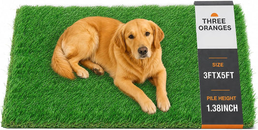 Dog Grass Pad 47x31 Inch, Grass Pee Pads for Dogs Potty, 1.35 Inch Thick Soft Artificial Grass for Dogs, Fake Grass Turf Mat with Drainage Holes, Indoor Outdoor Balcony Patio