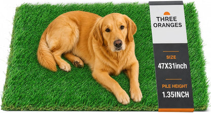 Dog Grass Pad 47x31 Inch, Grass Pee Pads for Dogs Potty, 1.35 Inch Thick Soft Artificial Grass for Dogs, Fake Grass Turf Mat with Drainage Holes, Indoor Outdoor Balcony Patio