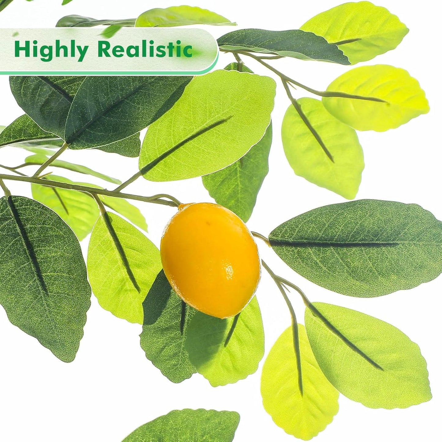 2 Pack Artificial Lemon Tree 5 ft Tall Fake Plant Pre Potted Faux Lemon Tree Realistic Fruits for Indoor Home Decor Office Living Room