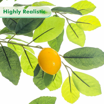2 Pack Artificial Lemon Tree 5 ft Tall Fake Plant Pre Potted Faux Lemon Tree Realistic Fruits for Indoor Home Decor Office Living Room