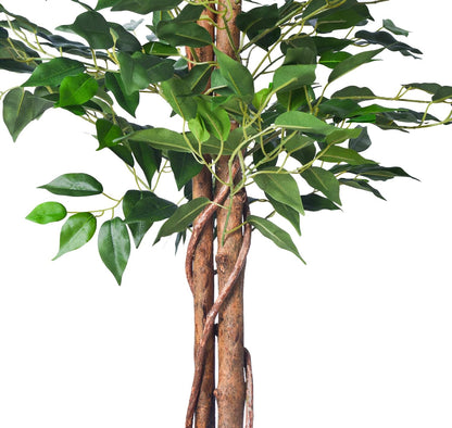 Artificial Ficus Tree 5FT Faux Silk Plants with Sturdy Plastic Nursery Pot,Fake Ficus Trees for Home Office Farmhouse Indoor Outdoor Decor Perfect Housewarming Gift (5FT-1Pack)