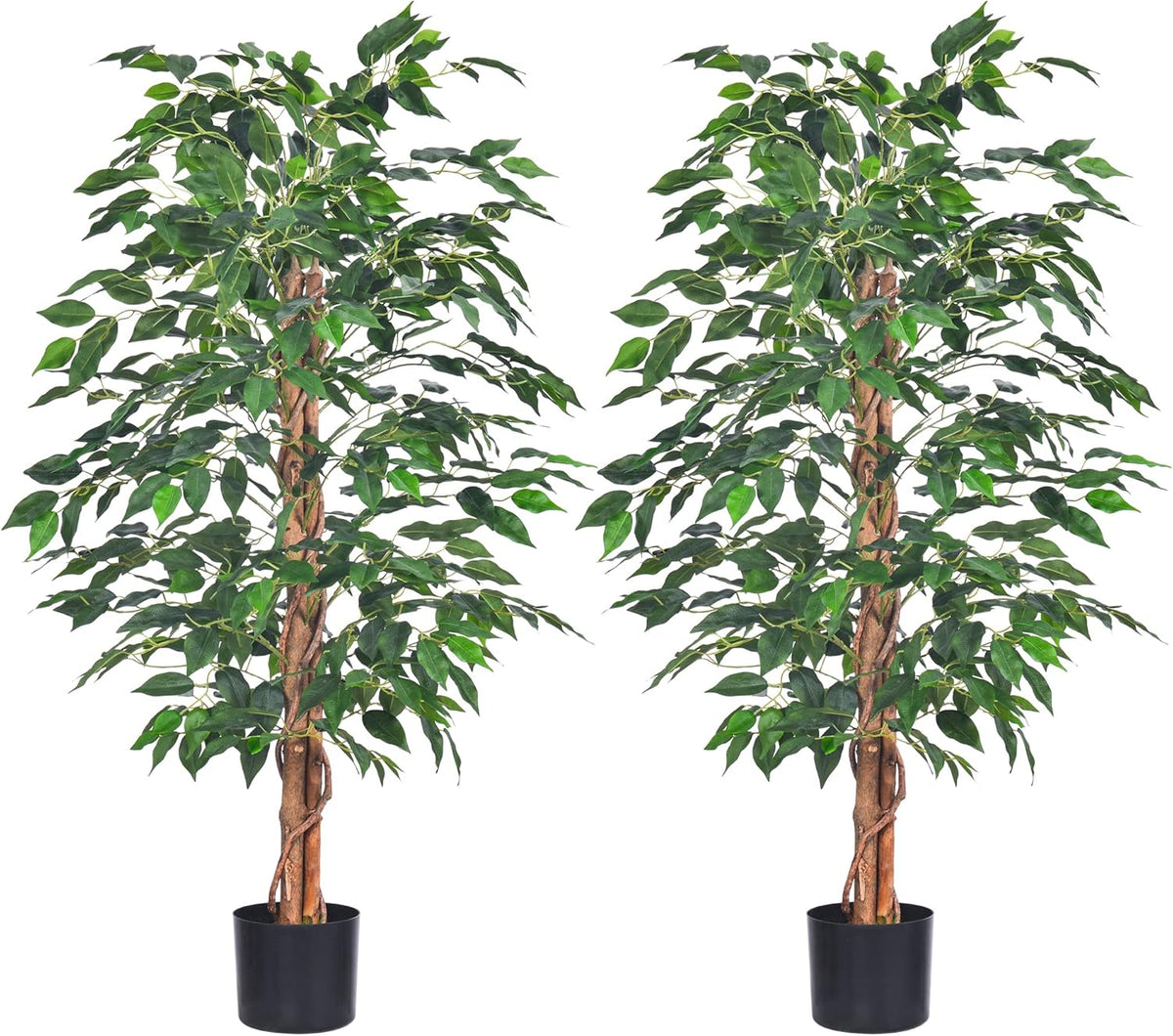 Artificial Ficus Tree 5FT Faux Silk Plants with Sturdy Plastic Nursery Pot,Fake Ficus Trees for Home Office Farmhouse Indoor Outdoor Decor Perfect Housewarming Gift (5FT-1Pack)