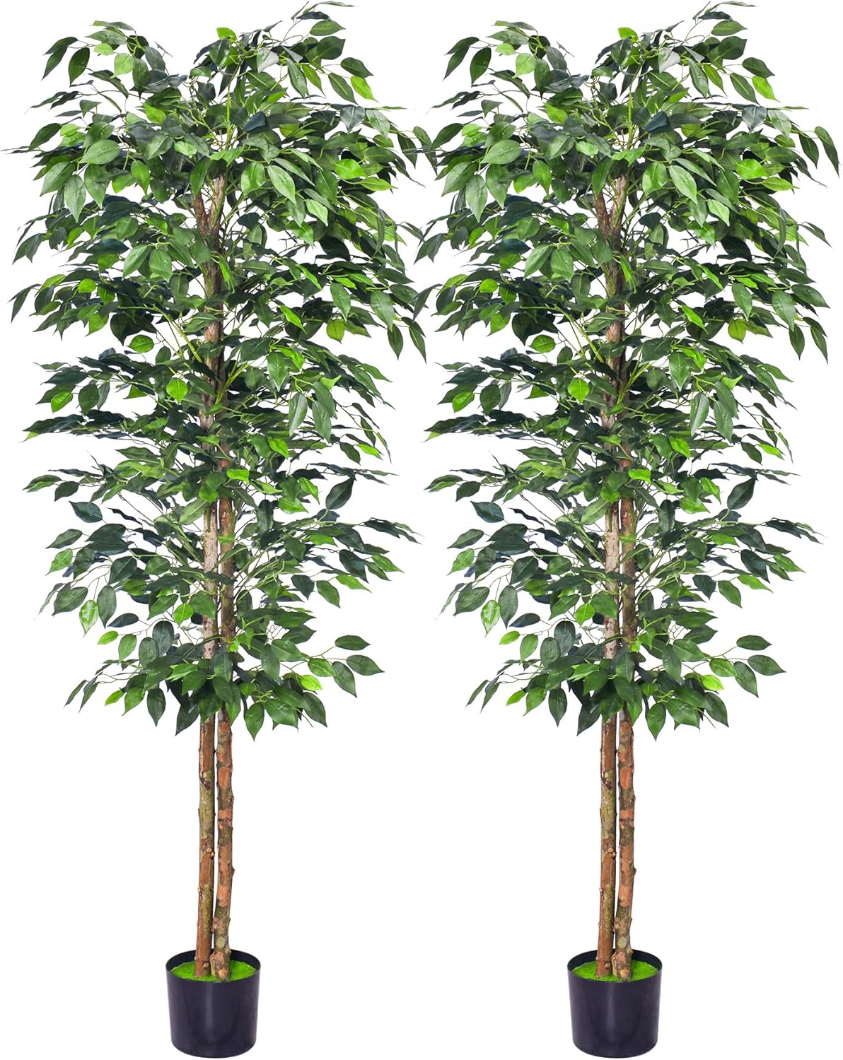 Artificial Ficus Tree 5FT Faux Silk Plants with Sturdy Plastic Nursery Pot,Fake Ficus Trees for Home Office Farmhouse Indoor Outdoor Decor Perfect Housewarming Gift (5FT-1Pack)