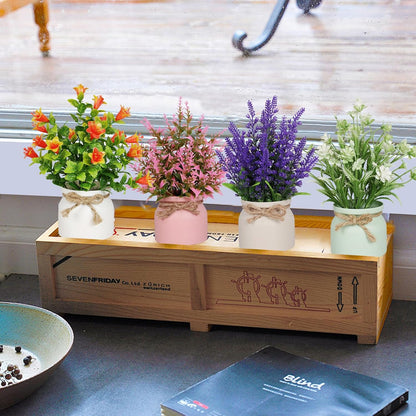 6pcs Artificial Pot Flowers Small Fake Plants Mini Potted Plants for Home Office Tabletop Decoration
