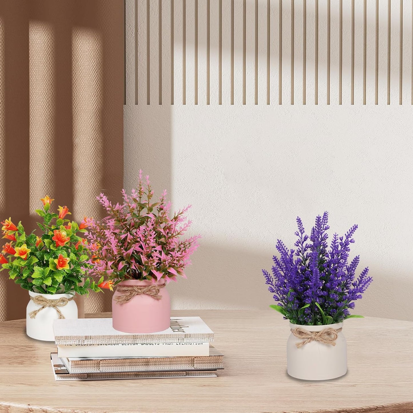 6pcs Artificial Pot Flowers Small Fake Plants Mini Potted Plants for Home Office Tabletop Decoration
