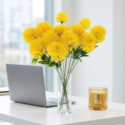 15Pcs Yellow Artificial Dandelion Flowers,9.8 Inches Narcissus Spring Fake Silk Flower Arrangement for Wedding Festive Party Home Office Decoration