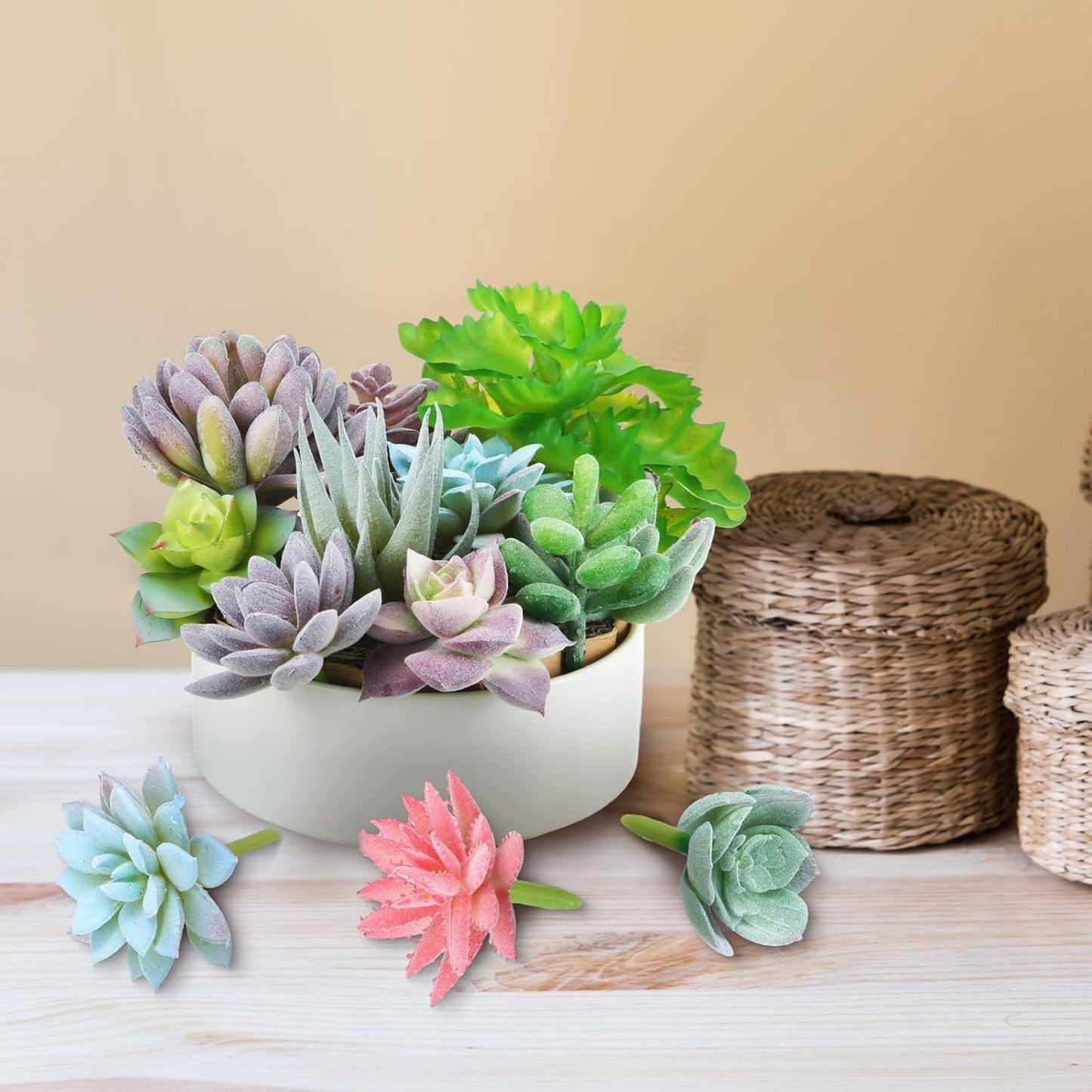 40 Pieces Artificial Succulent Plants Faux Realistic Unpotted Mini Succulents for DIY Garden Home Office Indoor Decor (Fresh)