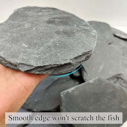 YISZM Slate Rock for Aquarium, 5-7 Inch Polished Natural Stone Rocks,10 lbs | Fish Tank Decor, Aquascaping Rocks, Safe for Aquariums, Terrariums