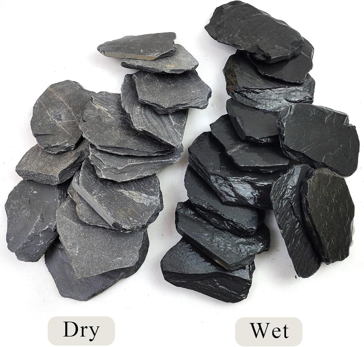YISZM Slate Rock for Aquarium, 5-7 Inch Polished Natural Stone Rocks,10 lbs | Fish Tank Decor, Aquascaping Rocks, Safe for Aquariums, Terrariums
