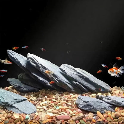 YISZM Slate Rock for Aquarium, 5-7 Inch Polished Natural Stone Rocks,10 lbs | Fish Tank Decor, Aquascaping Rocks, Safe for Aquariums, Terrariums