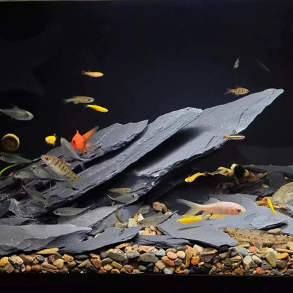 YISZM Slate Rock for Aquarium, 5-7 Inch Polished Natural Stone Rocks,10 lbs | Fish Tank Decor, Aquascaping Rocks, Safe for Aquariums, Terrariums