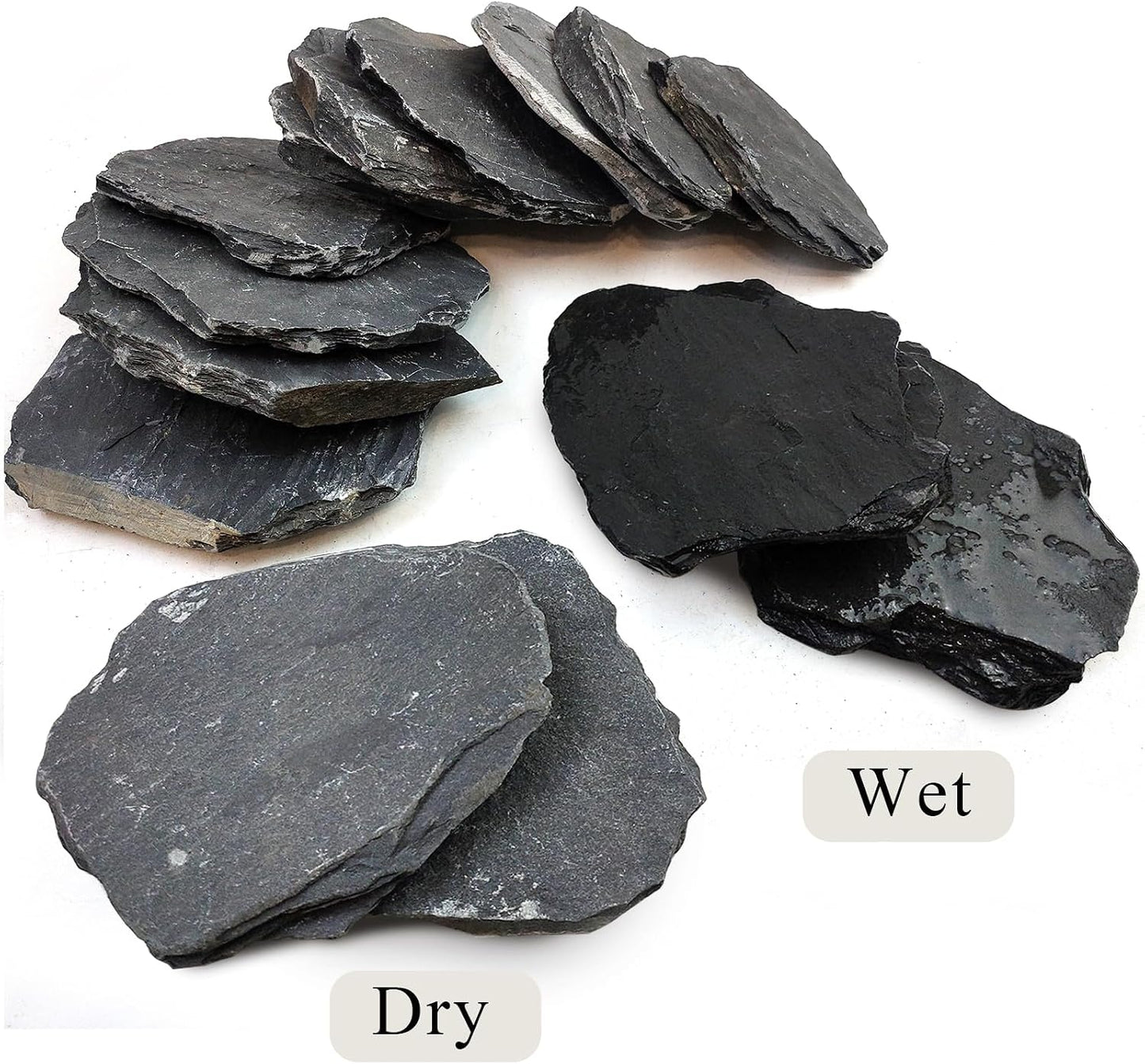 YISZM Slate Rock for Aquarium, 5-7 Inch Polished Natural Stone Rocks,10 lbs | Fish Tank Decor, Aquascaping Rocks, Safe for Aquariums, Terrariums