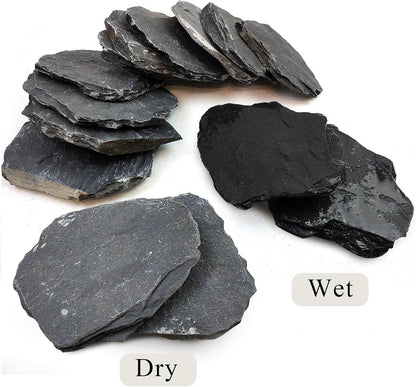 YISZM Slate Rock for Aquarium, 5-7 Inch Polished Natural Stone Rocks,10 lbs | Fish Tank Decor, Aquascaping Rocks, Safe for Aquariums, Terrariums