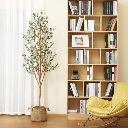 6FT Artificial Olive Tree, Real Wood Trunk & Silk Leaves