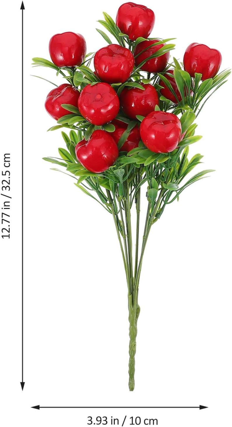 Artificial Apples Branches 12.79 Inch Faux Fruit Stems Realistic Fake Apple Tree Stem for Home Decor Wedding Floral Arrangements DIY Crafts