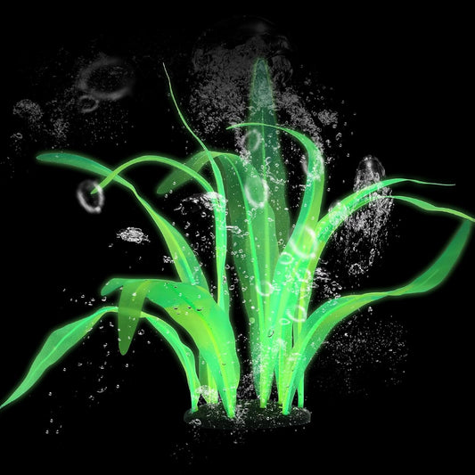Silk Aquarium Plants, 7 Inch Tall Floating Glowing Decoration Plant Simulation Artificial Aquarium Plant Silk Fish Plants for Betta Fish Tank Decor Accessories, Green