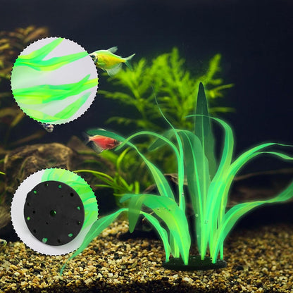 Silk Aquarium Plants, 7 Inch Tall Floating Glowing Decoration Plant Simulation Artificial Aquarium Plant Silk Fish Plants for Betta Fish Tank Decor Accessories, Green