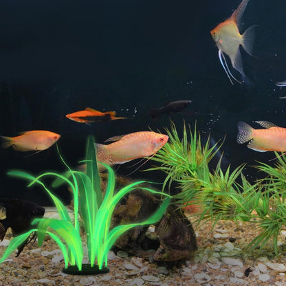 Silk Aquarium Plants, 7 Inch Tall Floating Glowing Decoration Plant Simulation Artificial Aquarium Plant Silk Fish Plants for Betta Fish Tank Decor Accessories, Green