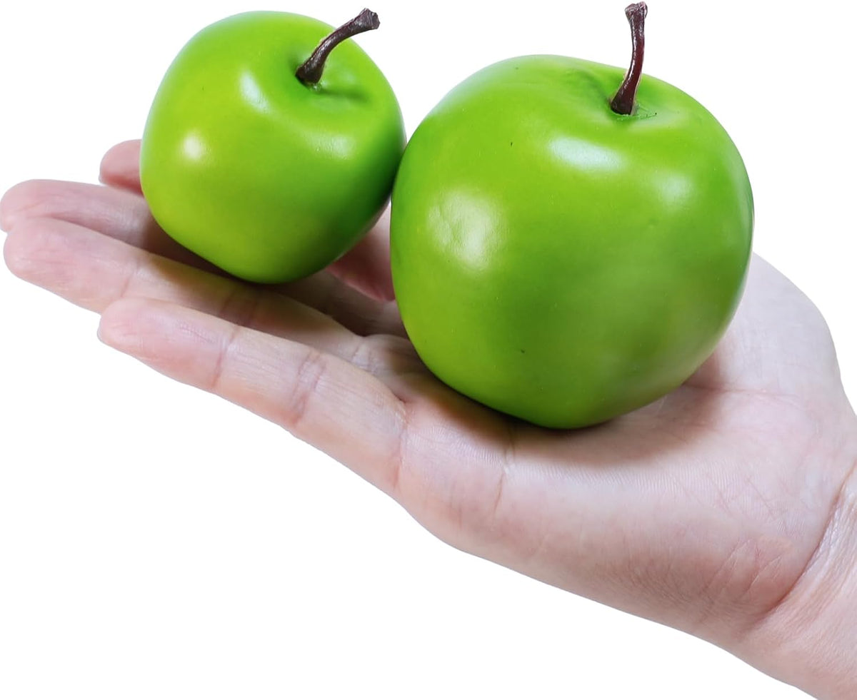 20 Pcs Artificial Green Apples Simulation Decorative Apples Lifelike Realistic Fake Fruits for Home Kitchen Décor Photo Props Bowl Basket Filler Wreath Making Fruit Display