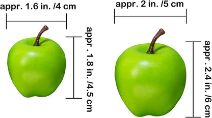 20 Pcs Artificial Green Apples Simulation Decorative Apples Lifelike Realistic Fake Fruits for Home Kitchen Décor Photo Props Bowl Basket Filler Wreath Making Fruit Display