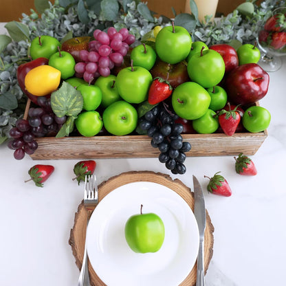 20 Pcs Artificial Green Apples Simulation Decorative Apples Lifelike Realistic Fake Fruits for Home Kitchen Décor Photo Props Bowl Basket Filler Wreath Making Fruit Display