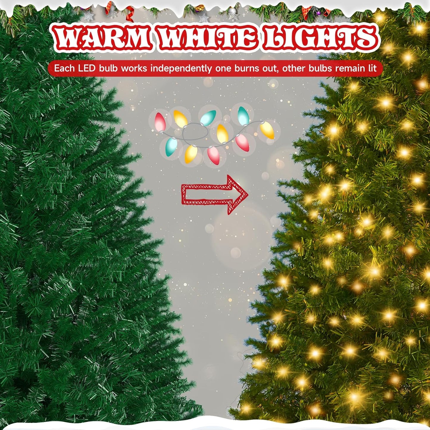 LEVELEVE Premium 6FT Pre-Lit Classic Artificial Holiday Christmas Tree w/1,000 Branch Tips,250 LED Lights for Home,Office,Party Decoration