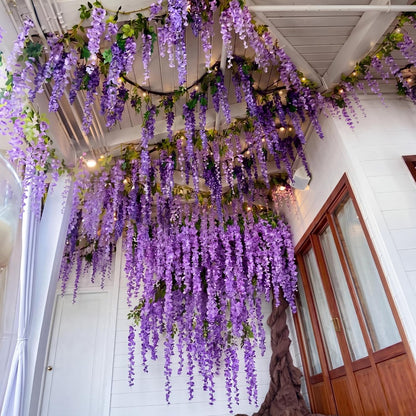 Wisteria Hanging Flowers Cherry Blossom Tree Paper Decor, Pruple