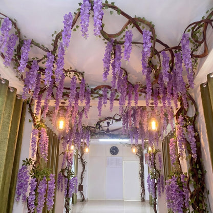 Wisteria Hanging Flowers Cherry Blossom Tree Paper Decor, Pruple