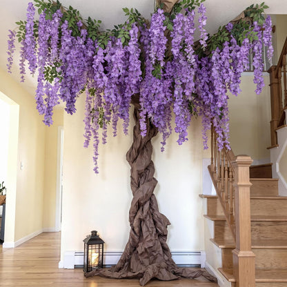 Wisteria Hanging Flowers Cherry Blossom Tree Paper Decor, Pruple